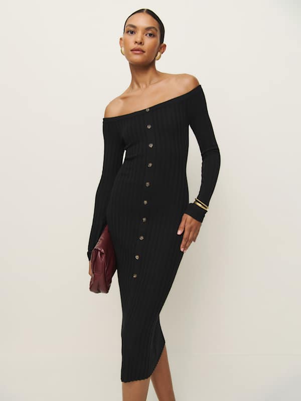Nara Cashmere Sweater Dress - Black